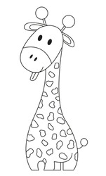 Funny Giraffe With Tongue Stick Out - Coloring Book