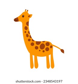 Funny Giraffe vector illustration. Cute childish exotic animal art for greeting card, t shirt print, kids. Adorable hand drawn wildlife animal.