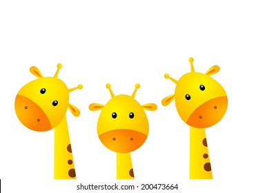 Funny giraffes on white background