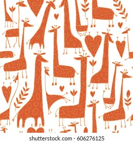 Funny giraffes sketch, seamless pattern your design