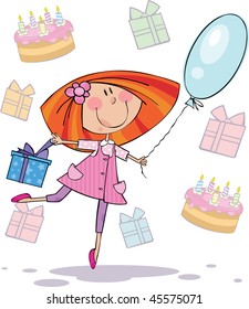 Funny girl with balloon