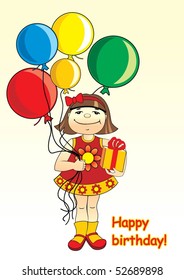 Funny girl with balloons