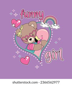 funny girl bear friends cute so pretty