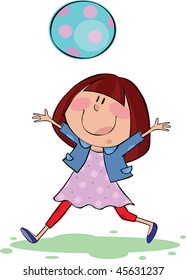 Funny girl with blue ball