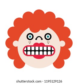 Funny Girl Cartoon Character. Vector Illustration.