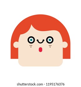 Funny Girl Cartoon Character. Vector Illustration.