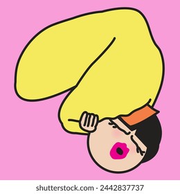 Funny Girl Coming Out From A Fortune Cookie Concept Card Character illustration