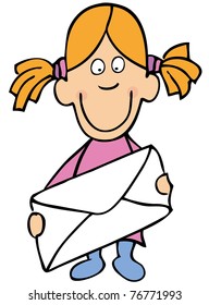 Funny girl with envelope