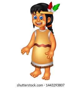 Funny Girl With Ethnic Clothes Cartoon For Your Design