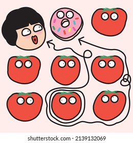 Funny Girl Finally Found Her Matching Treats Concept Card Character illustration