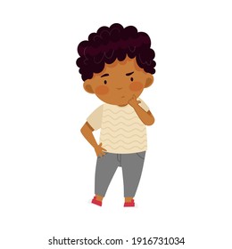 Funny Girl Holding Chessman or Chess Piece with Hand Vector Illustration