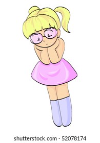 Funny girl in a pink spectacles