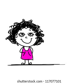 Funny girl sketch for your design