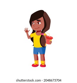 funny girl with soda cup glad to see friend in zoo cartoon vector. funny girl with soda cup glad to see friend in zoo character. isolated flat cartoon illustration