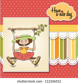 funny girl in a swing
