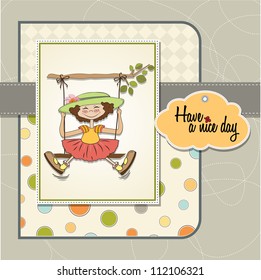funny girl in a swing