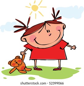 Funny girl with a toy