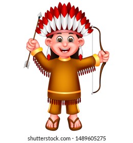 Funny Girl Wear Traditional Clothes Cartoon For Your Design