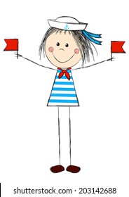 Funny girl wearing sailor costume