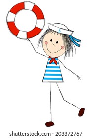 Funny girl wearing sailor costume