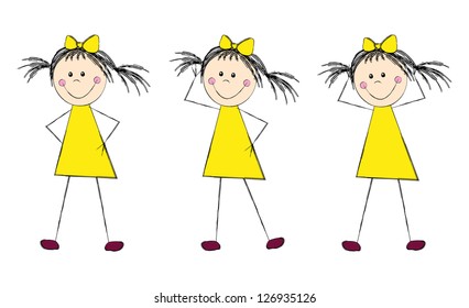 Funny girl in yellow dress