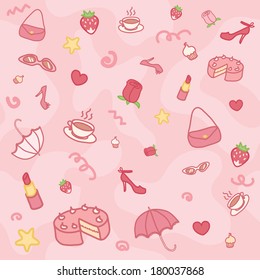 Funny girlie pink seamless pattern