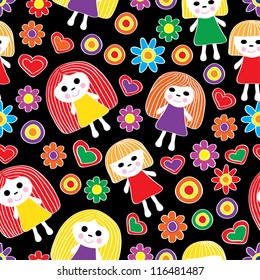 Funny Girls Pattern Stock Vector (Royalty Free) 116481487 | Shutterstock