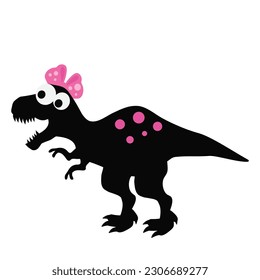 Funny girly tyrannosaur vector cartoon illustration