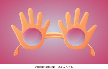 Óculos engraçados com armações em forma de palmas.