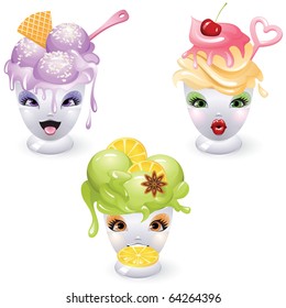 Funny glasses with ice cream