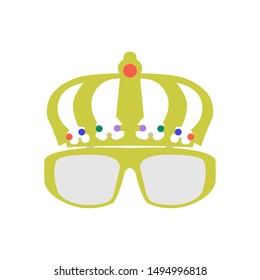 Funny Glasses icon template color editable. King Glasses with crown symbol vector sign isolated on white background. Simple logo in eps 10 for graphic and web design. Vector illustration.