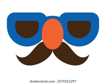 Funny glasses with a mustache and a clown nose. Isolated vector illustration for your design