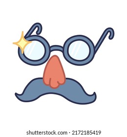 Funny glasses with mustache. Vector illustration isolated on white background.