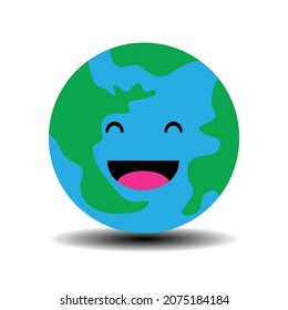 Funny globe cartoon vector emoji illustration isolated on white background. 3d illustration.