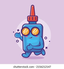 Funny Glue Bottle Character Mascot Running Isolated Cartoon In Flat Style Design 