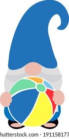 Funny gnome. Cartoon Summer card. Vector illustration.