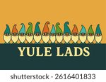 Funny gnomes. Abstract background Yule Lads (Iceland) : Thirteen mischievous trolls who visit children in the 13 days leading up to Christmas.