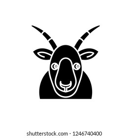 Funny goat black icon, vector sign on isolated background. Funny goat concept symbol, illustration 