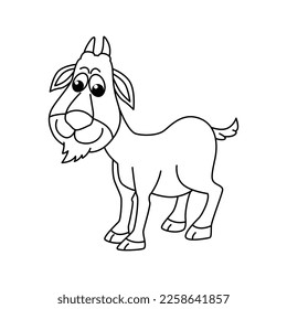 Funny goat cartoon characters vector illustration. For kids coloring book.