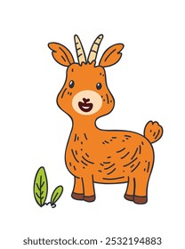 Funny goat in a children's cartoon style