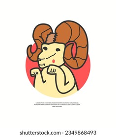 funny goat head vector illustration mascot design