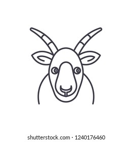 Funny goat line icon concept. Funny goat vector linear illustration, symbol, sign