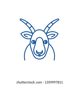 Funny goat line icon concept. Funny goat flat  vector symbol, sign, outline illustration.