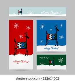 Funny goat santa. Christmas cards design. Vector illustration