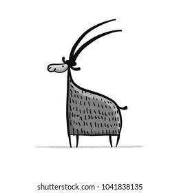 Funny goat, simple sketch for your design