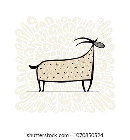 Funny goat, simple sketch for your design
