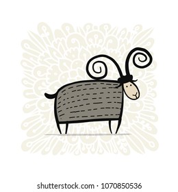 Funny goat, simple sketch for your design