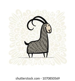 Funny Goat, Simple Sketch For Your Design