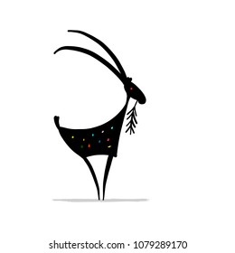 Funny goat, simple sketch for your design