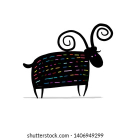 Funny goat, simple sketch for your design